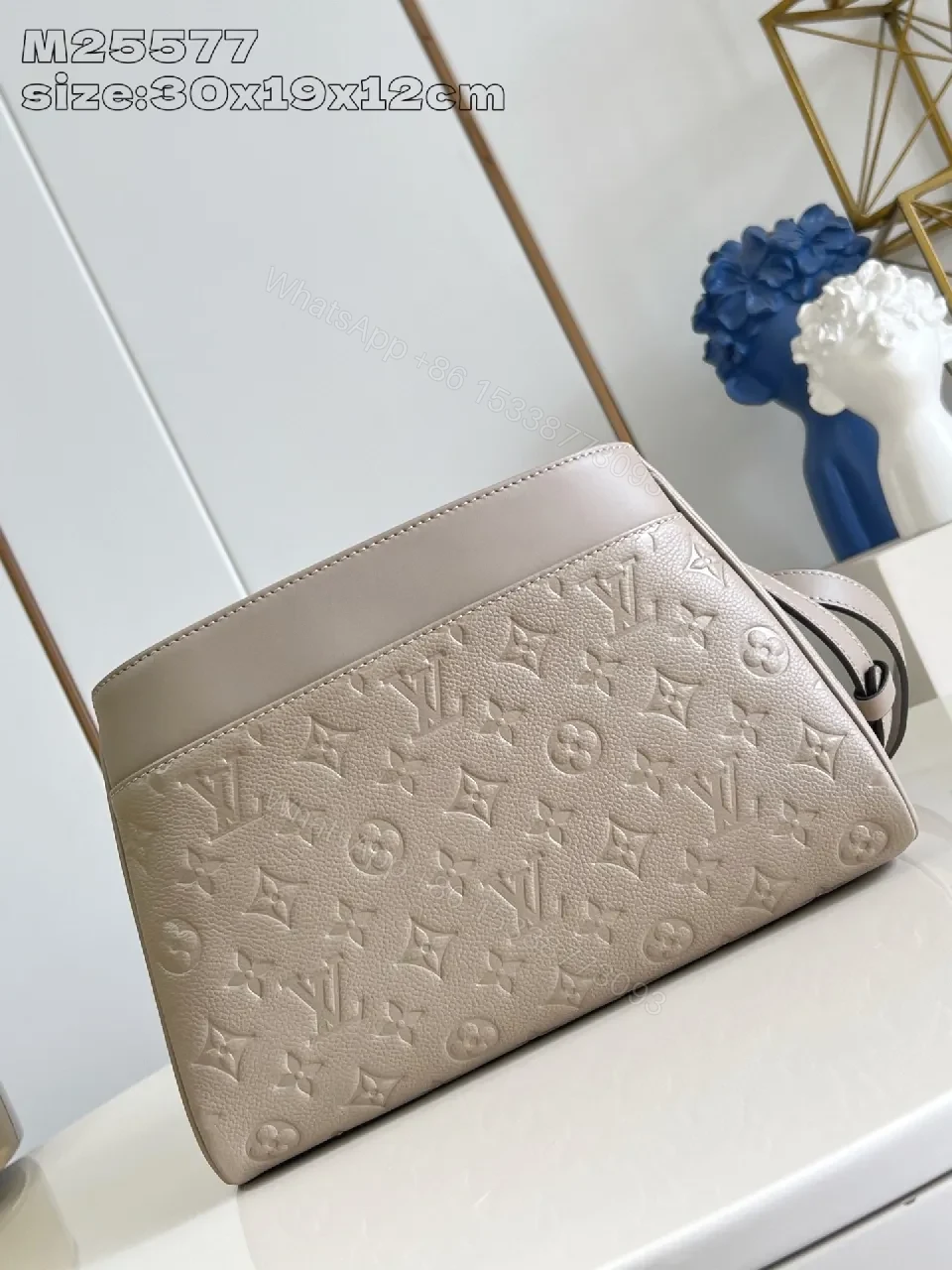 View 5 of Taupe Monogram Satchel: Structured, Comfortable, Luxe Tote