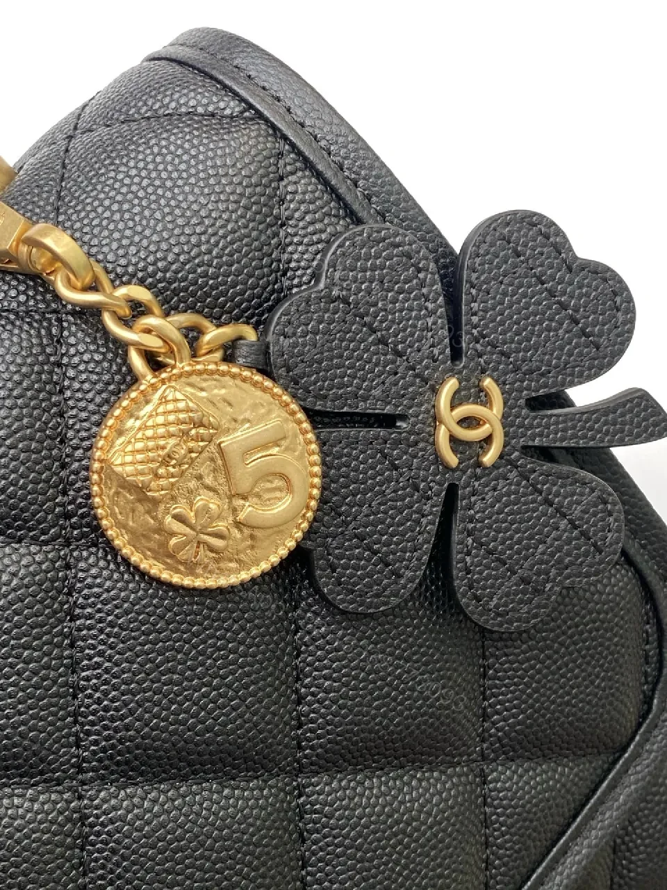 View 3 of Black Leather Quilted Crossbody Bag: Gold Hardware, Structured Style