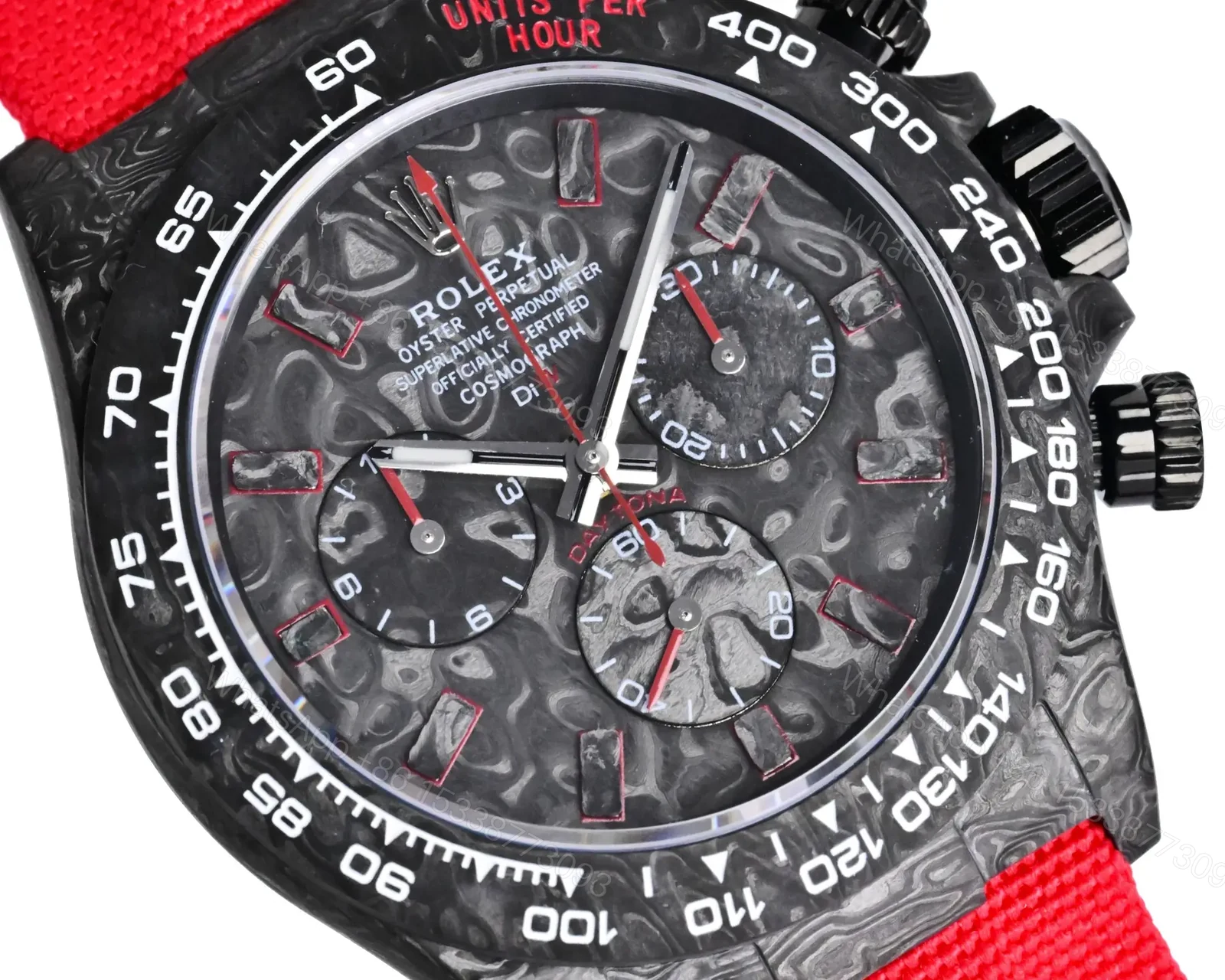 View 6 of Best Rolex Daytona Carbon Red Strap replica 40MM Edition RG-DAYTONA-CARBON-RED-STRAP-40