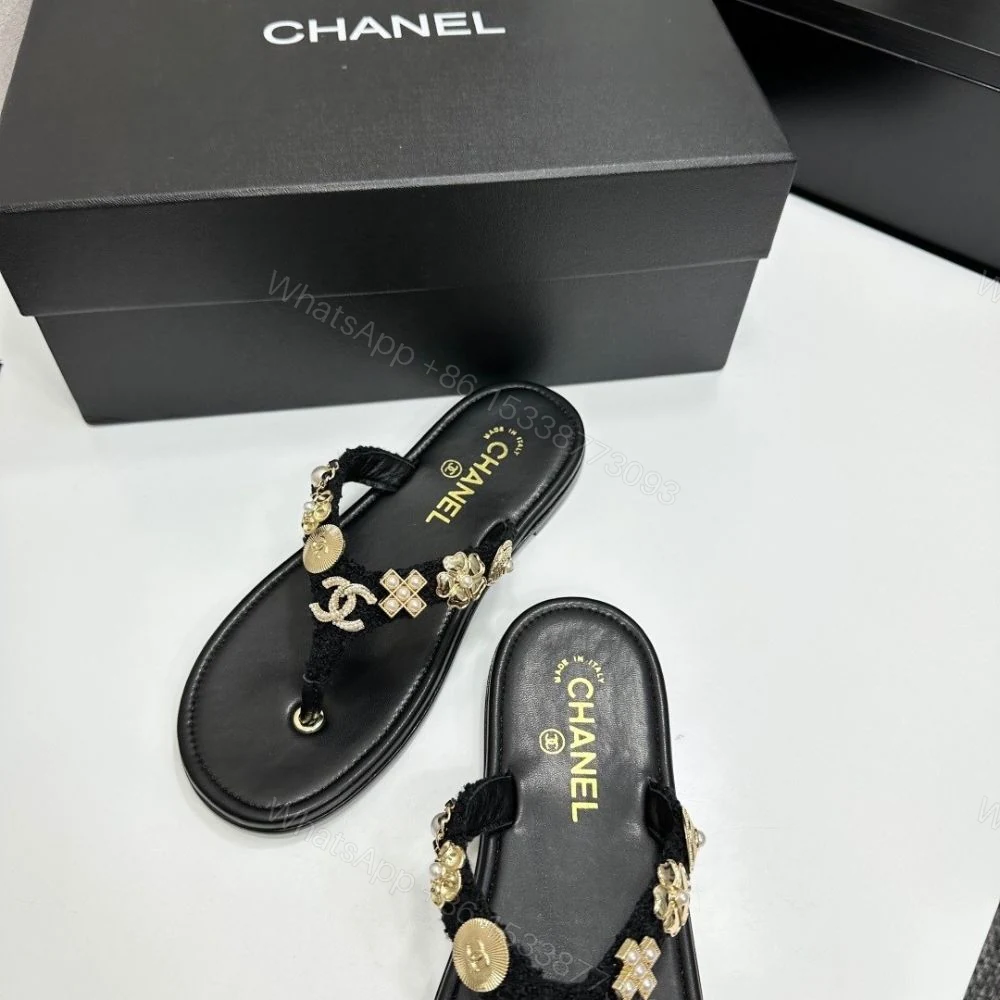 View 10 of Chanel Thong Jewel Embellished Black