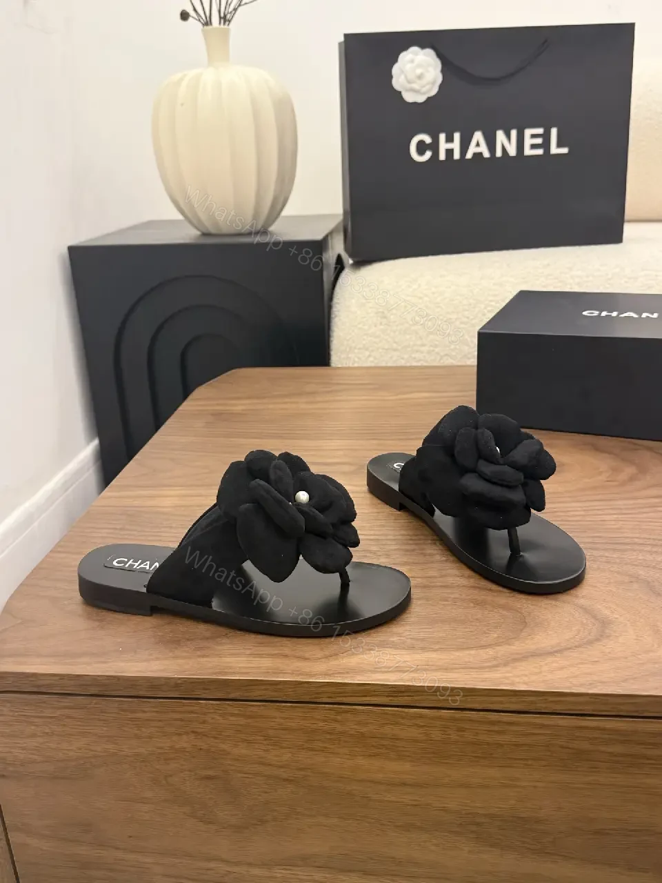 View 6 of Black Velvet Floral Slide | Sophisticated Luxe Comfort Slide
