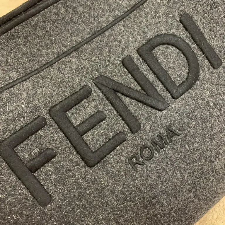 View 8 of Charcoal Wool Tote: Bold Fendi Logo, Structured Luxury Bag
