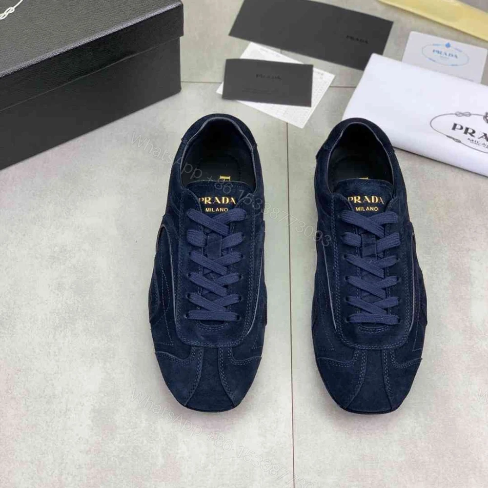 View 3 of Prada Montecarlo Re Edition 2005 Suede Sneakers Navy