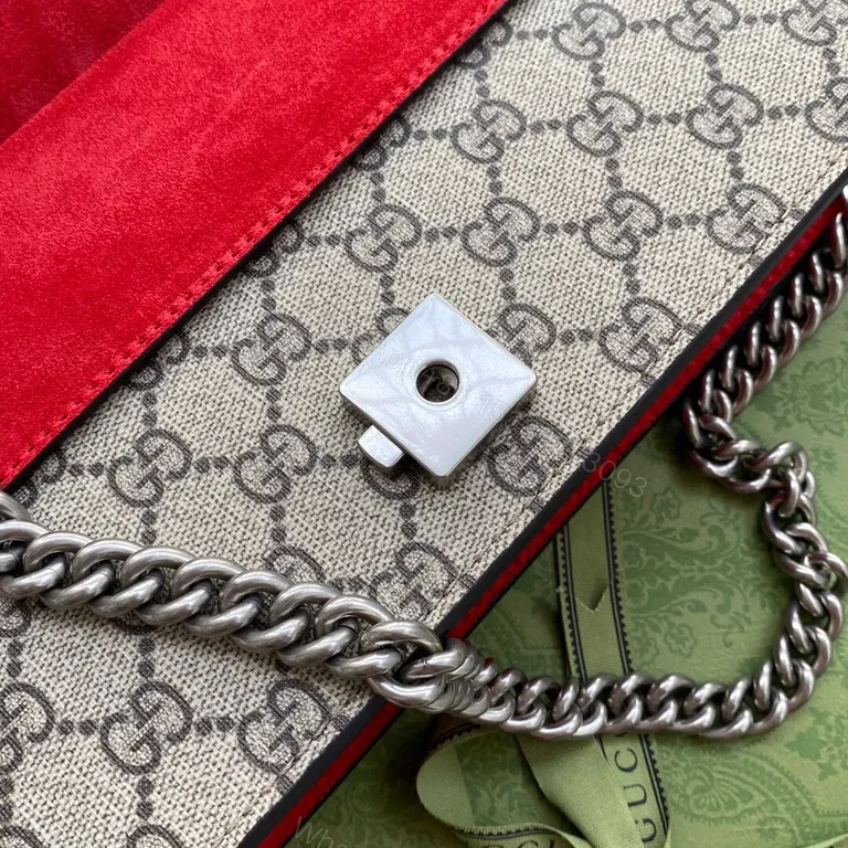 View 7 of Glam G GG Supreme Shoulder Bag - Red Suede Flap