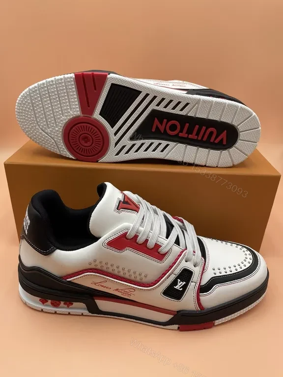View 8 of White + Leather + Fashion Sneaker + LV Stripe Detail + Sneaker