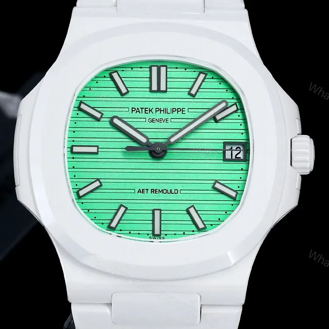 View 3 of Patek Philippe Tiffany Nautilus Watch White Ceramic Bracelet Ultimate 40MM PP-NAU-TIFF-WCER40-V2