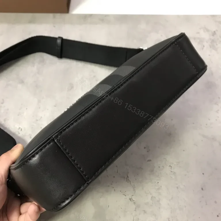 View 6 of Burberry Plaid Crossbody: Luxe City Bag with Leather Trim