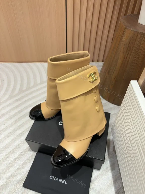View 5 of Two-Tone Camel & Black Ankle Boots â€“ Modern Luxe Comfort
