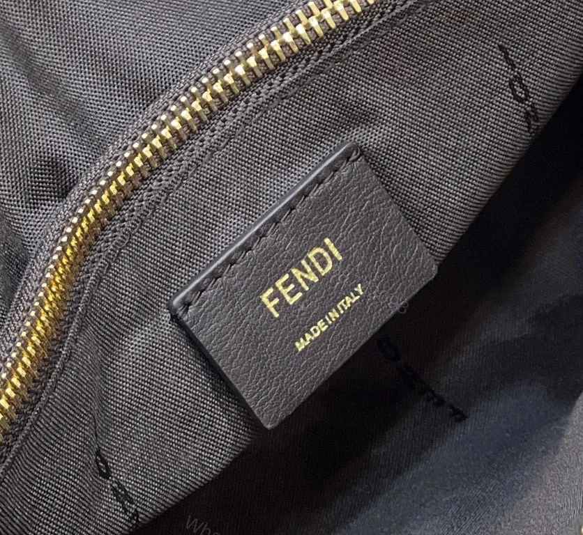 View 4 of Taupe Leather Fendi-Style Structured Handbag with Logo Detailing