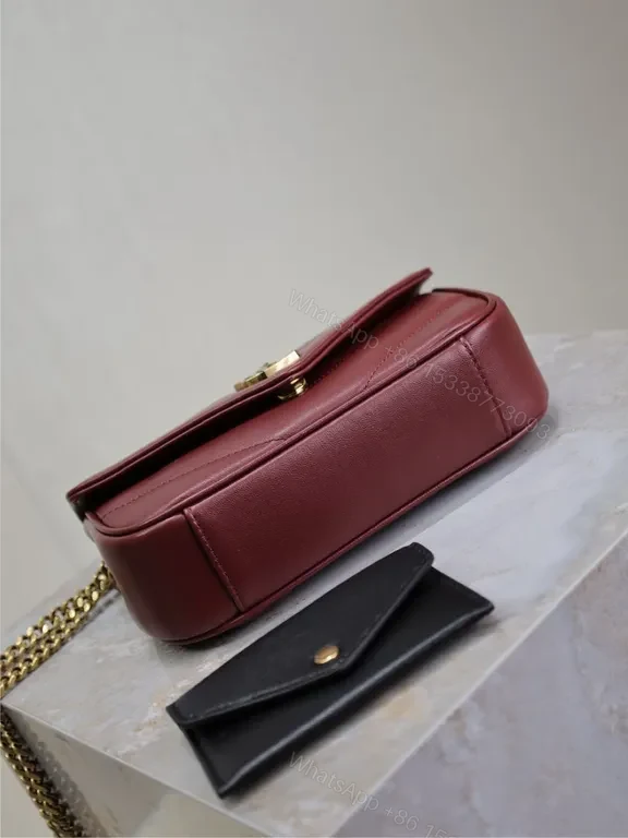 View 7 of Burgundy Quilted Leather Crossbody â€” Structured Chic Bag