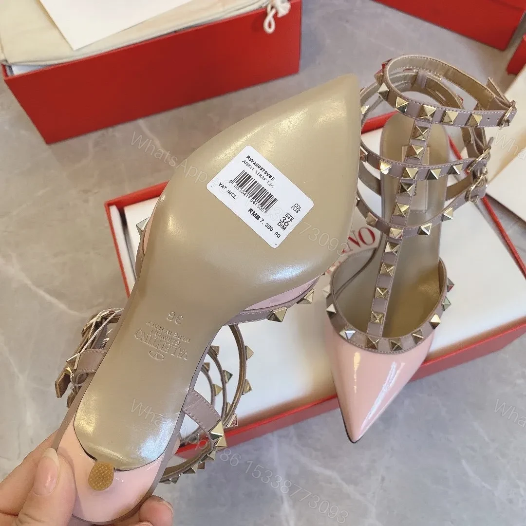View 6 of Valentino Women Pink Patent Leather Studded Pumps