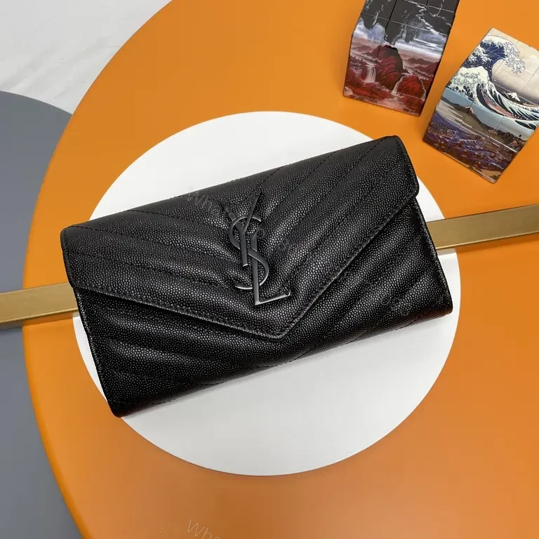 Chic Black Textured Clutch: YSL Hardware | Luxury Evening Bag — view 1
