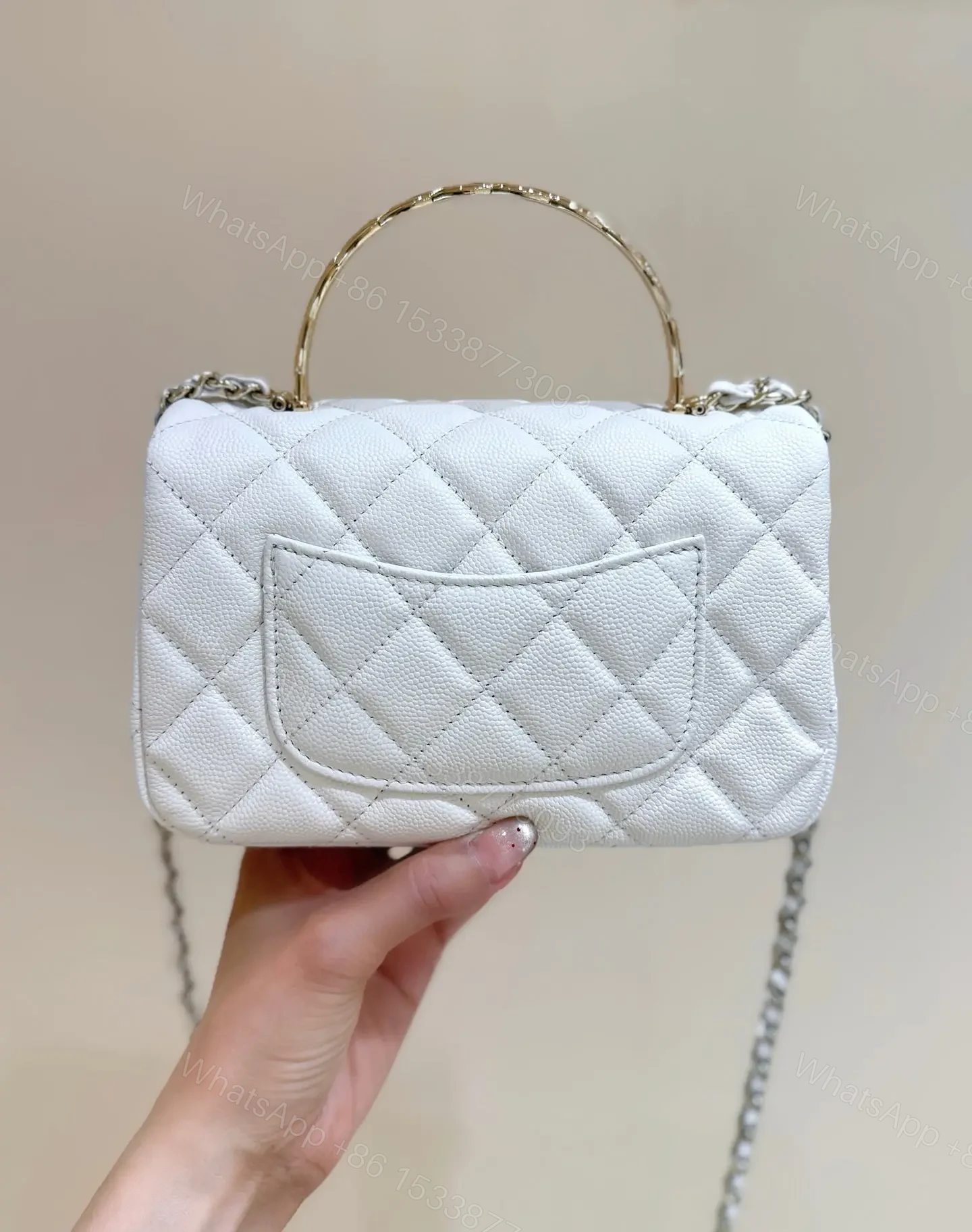 View 3 of Chanel Nano Coco White Handle bag Gold Hardware