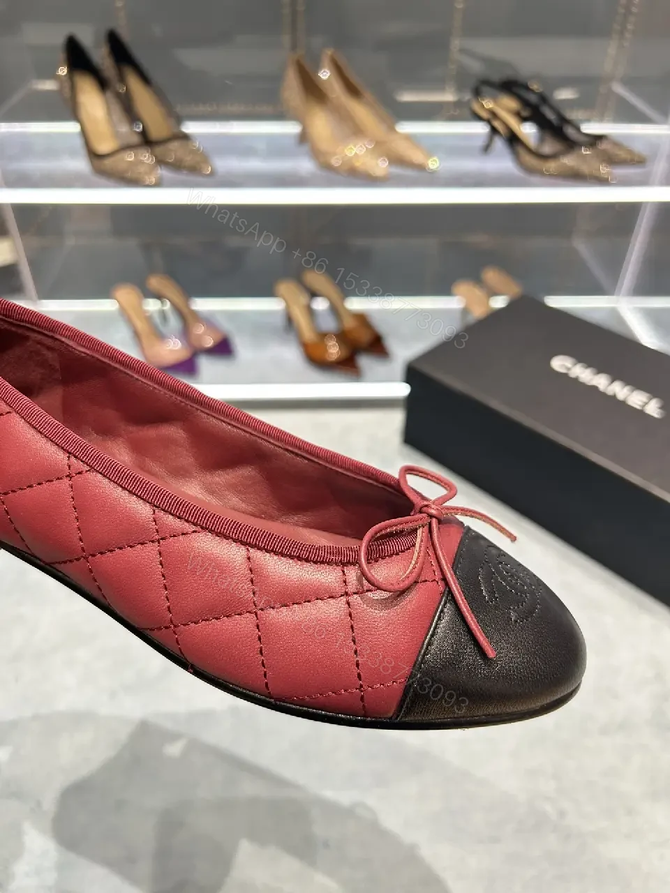 View 4 of Quilted Leather Ballet Flats with Cap Toe