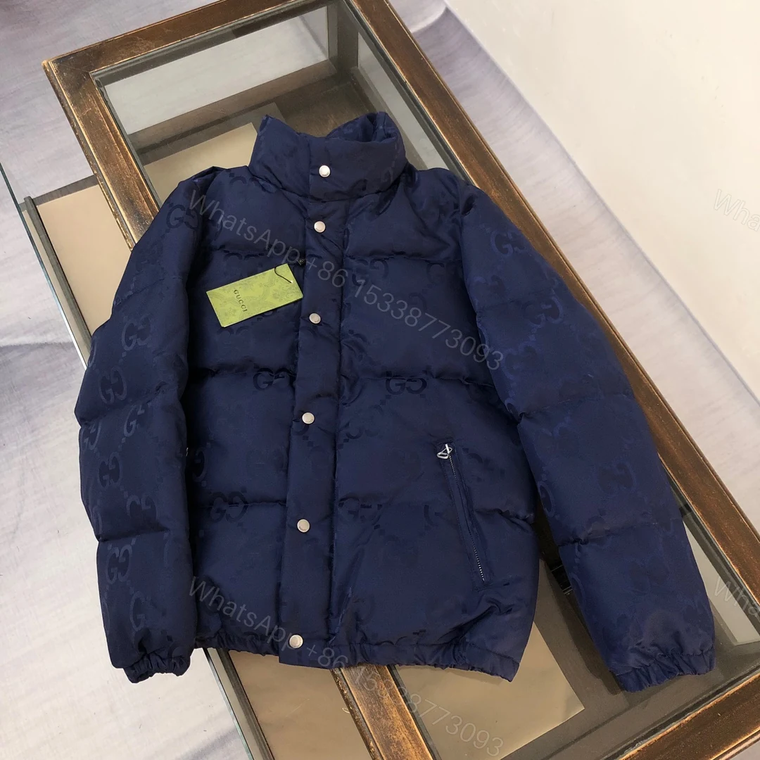 Gucci原單海軍藍GG壓紋羽絨外套 經典立領款式 — view 1