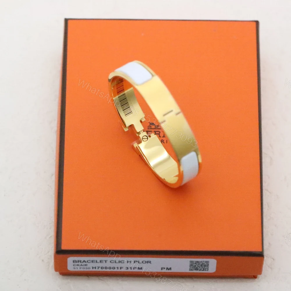 View 6 of 高仿Hermes*ClicH系列H700001F31鍍金琺瑯手鐲白色