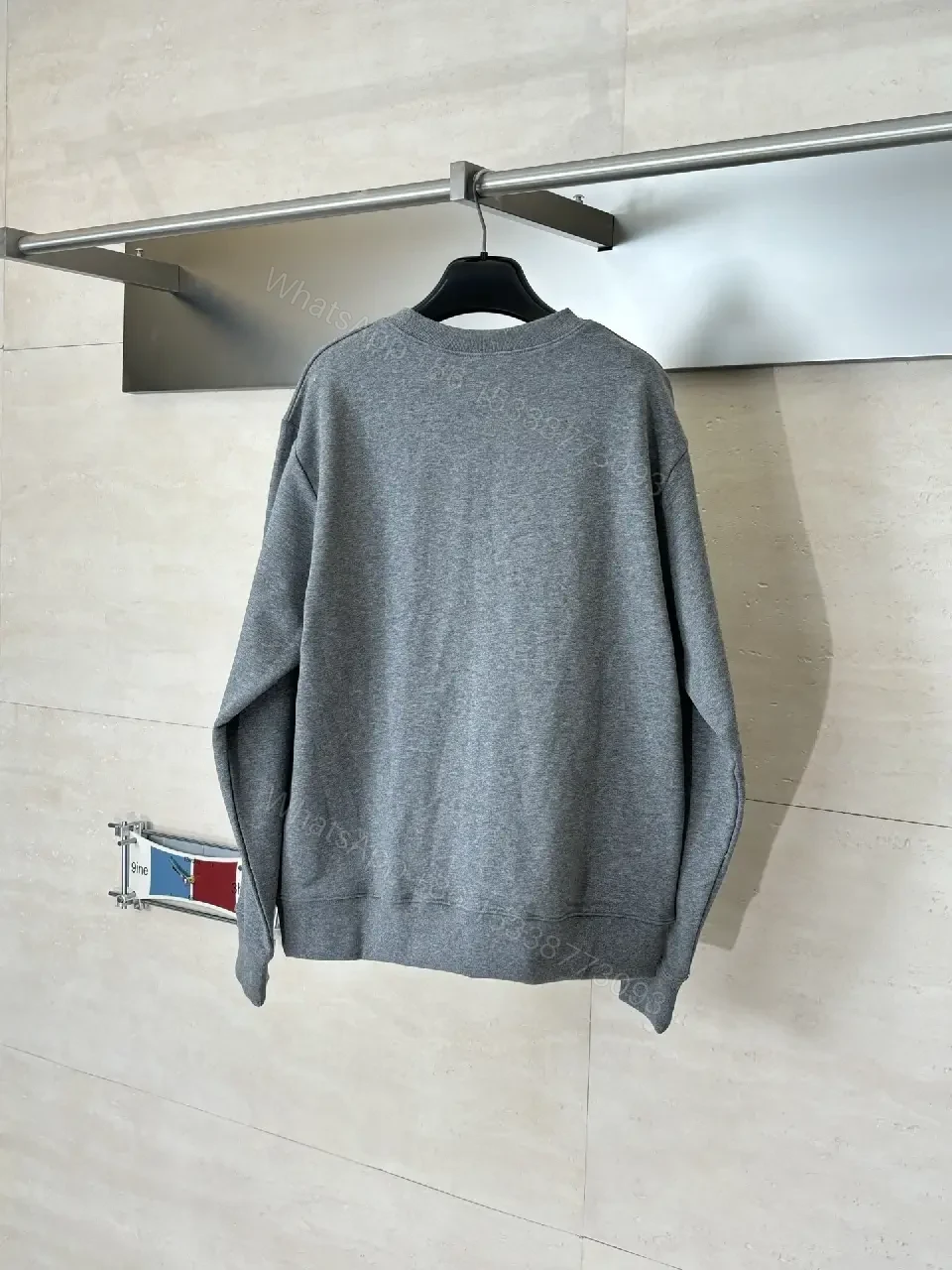 View 2 of Grey Heather Embroidered Crewneck Sweatshirt – Premium Casual, Durable Knit