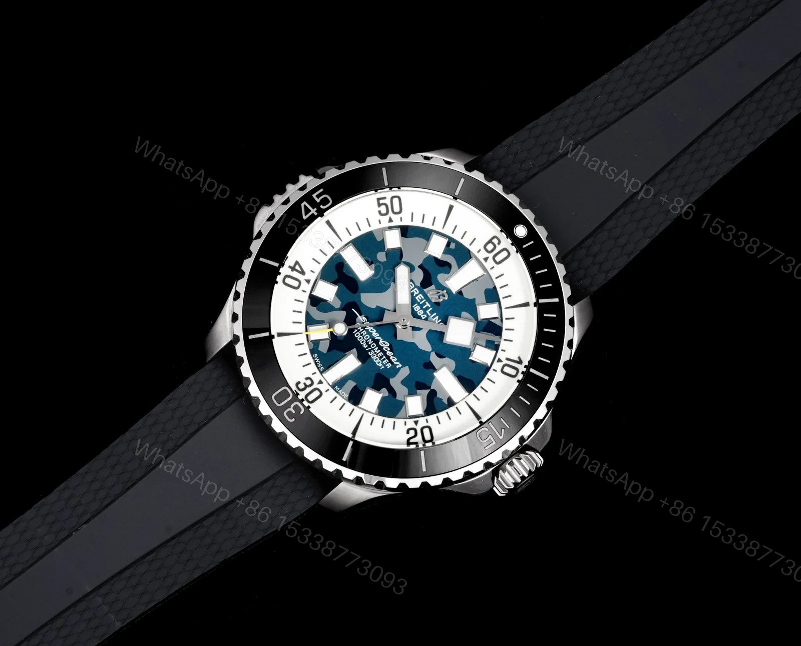 View 2 of Breitling Superocean Blue Camouflage Replica 46MM Premium Black Rubber Strap Diver Edition RG-BREITLING-SUPEROCEAN-BLUE-CAMO-46