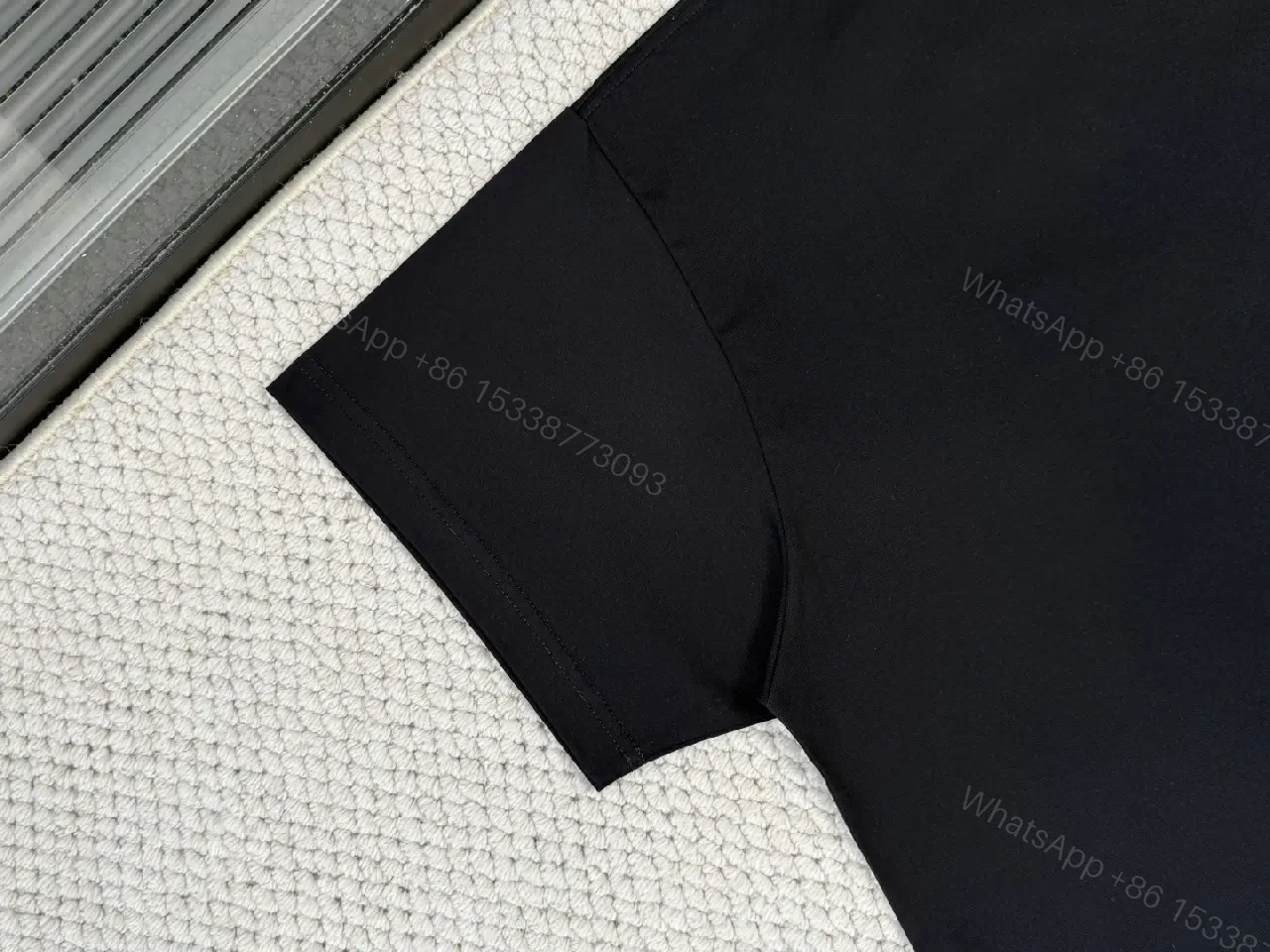 View 6 of Black Cotton Blend Relaxed Tee with Avant-Garde Graphic Edge