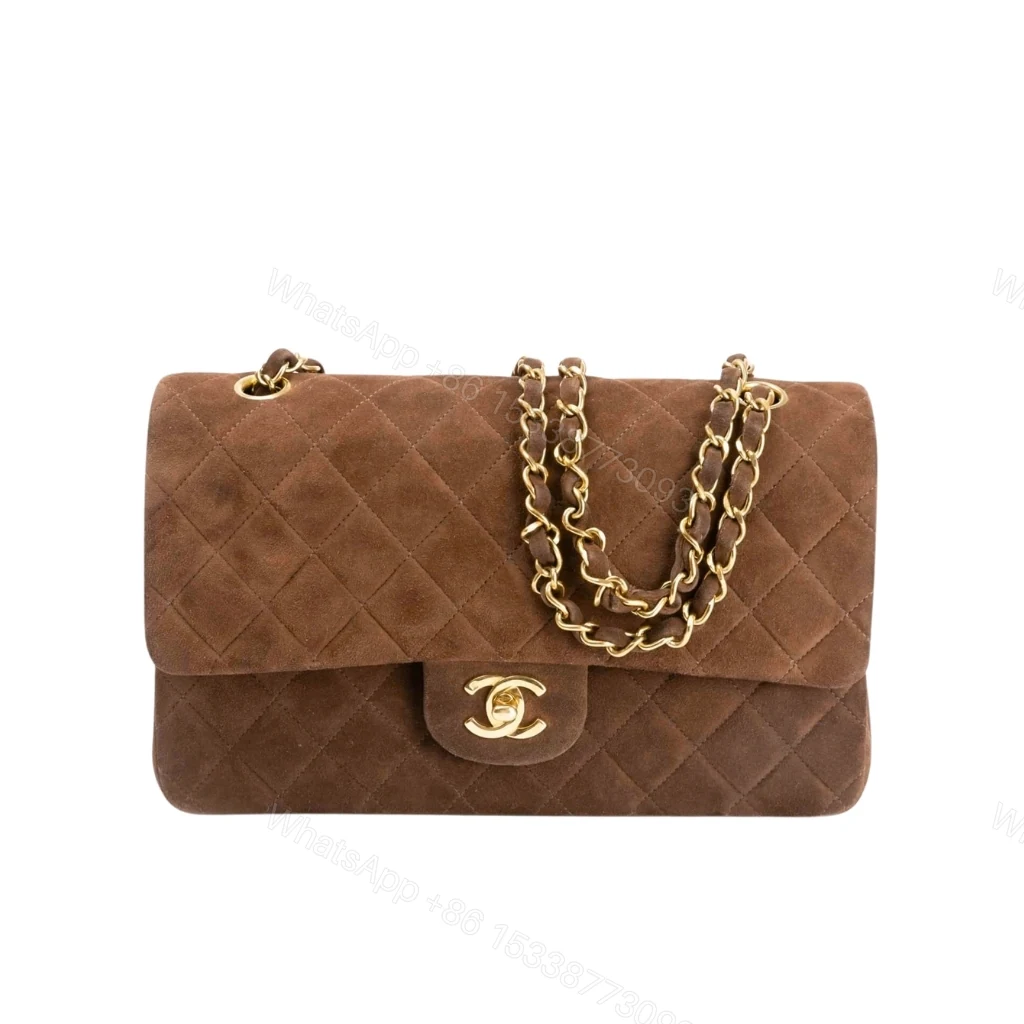Chanel Classic Medium Double Flap Bag Gold Tone Dark Brown 25cm — view 1