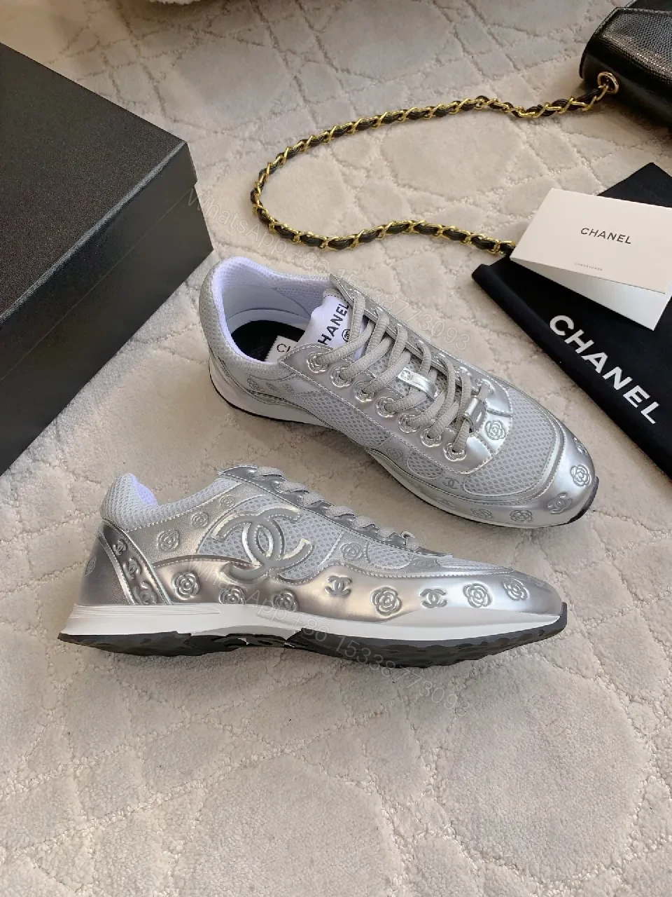 View 2 of Silver Quilted Sneakers: Luxe-Chic Style, Cushioned Comfort