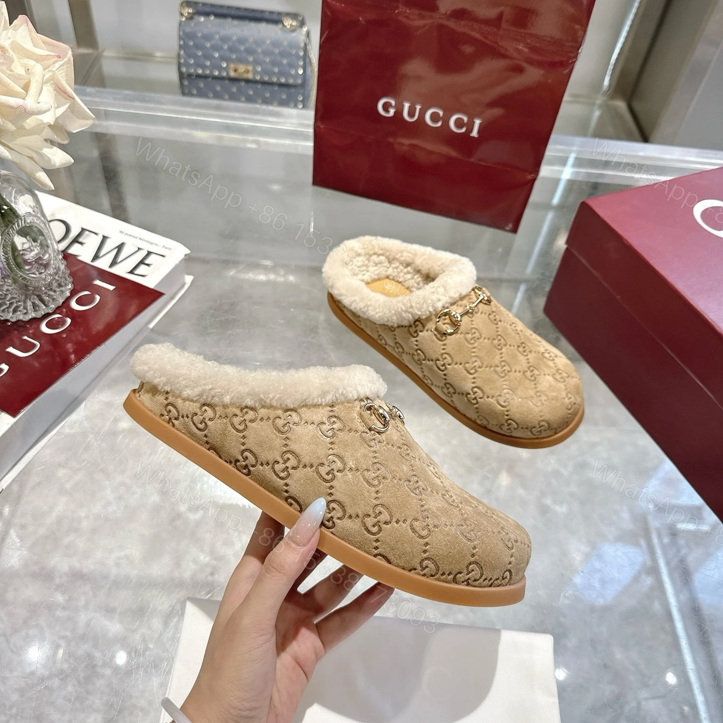View 6 of Gucci Women Mule With Horsebit Beige Gg