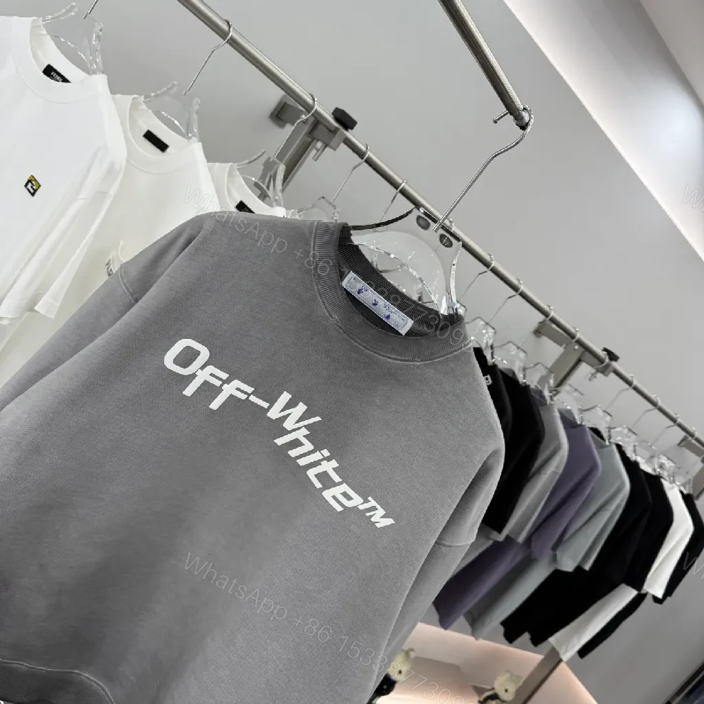 View 4 of Grey Oversized Sweatshirt with Off-White Logo