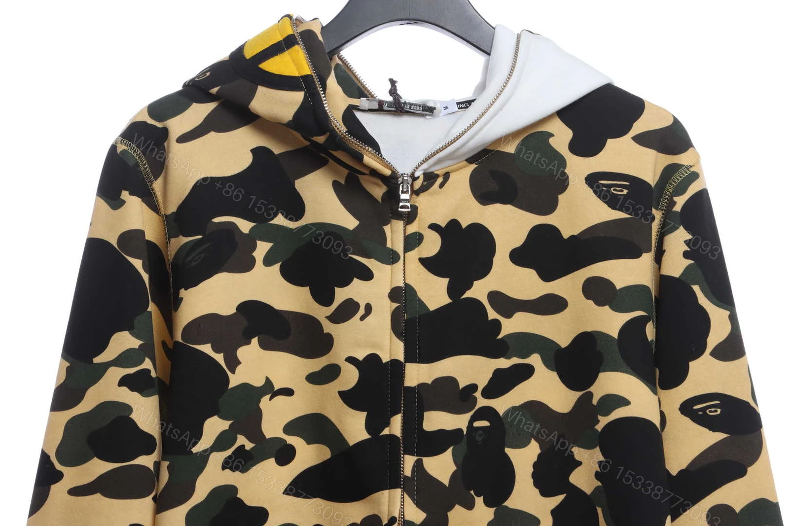 View 3 of BAPE co-branded hell kitty camouflage zipper hoodie yellow