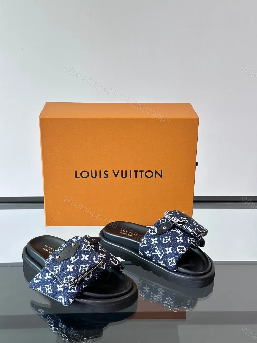 View 5 of LV Men Navy Fabric Slides