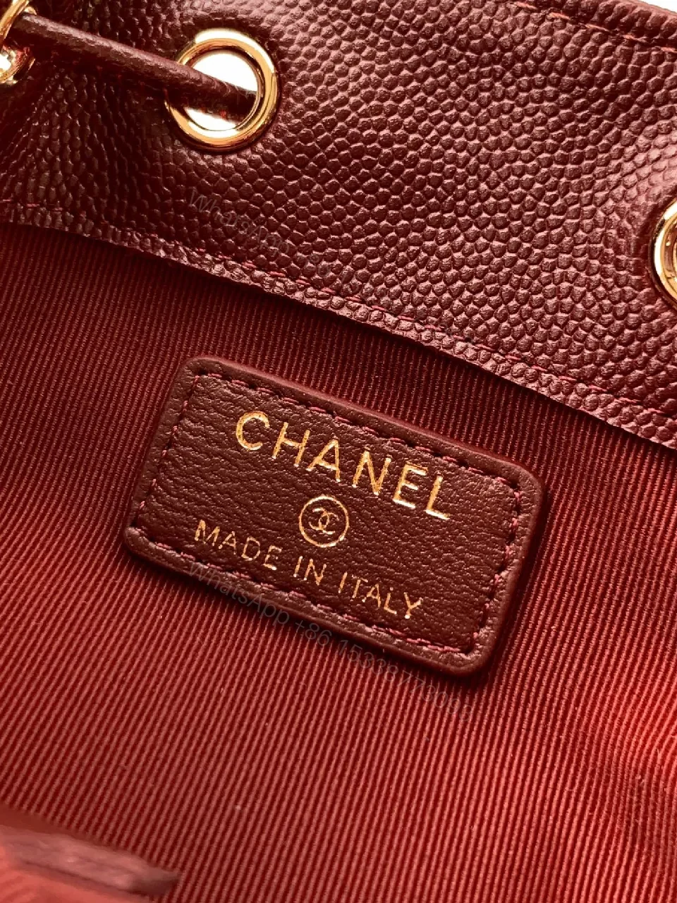 View 8 of Burgundy Quilted Mini Bag with Gold Hardware
