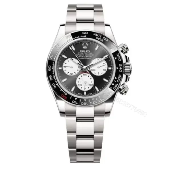 Rolex Daytona 126529LN Super Clone: 40mm White Gold Black Dial Open Caseback — view 1