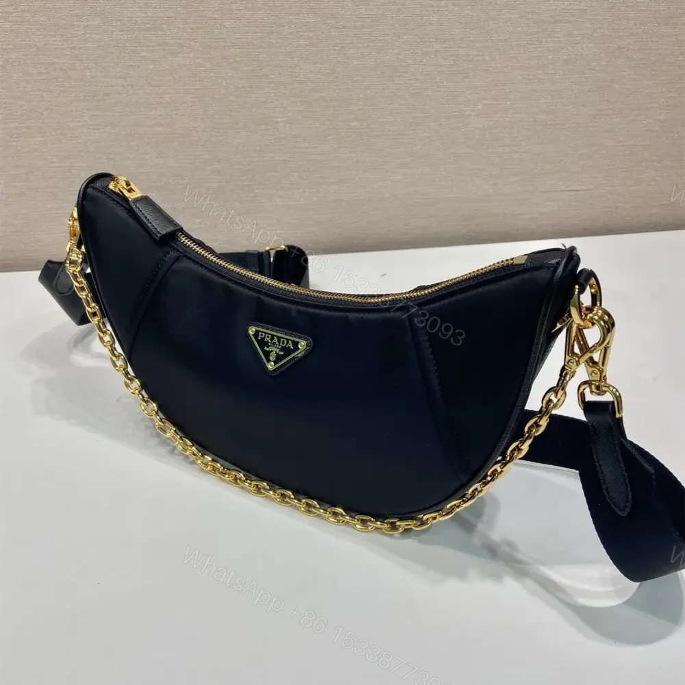View 3 of 高仿Prada*RE-Nylon系列1BH222單肩半月包黑色免檢版