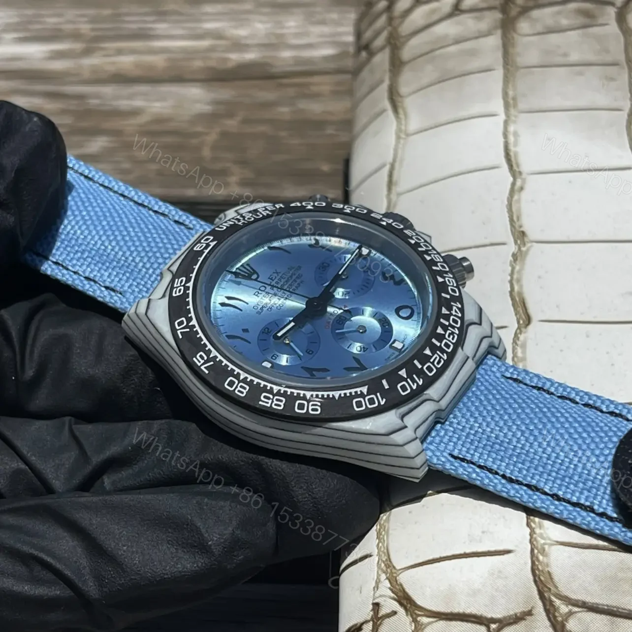 View 3 of Rolex Daytona Ice Blue Arabic Dial Blue Fabric Strap Edition 40mm RLX-DAY-ICE-ARAB40-FAB