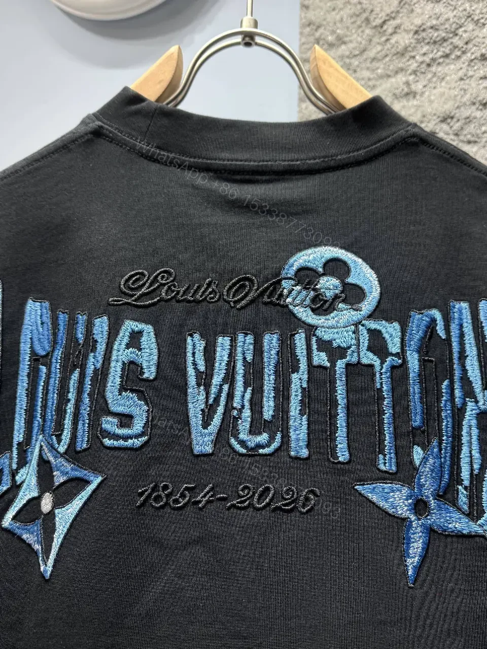 View 8 of Embroidered Monogram Black Tee - Minimal Luxe Crewneck