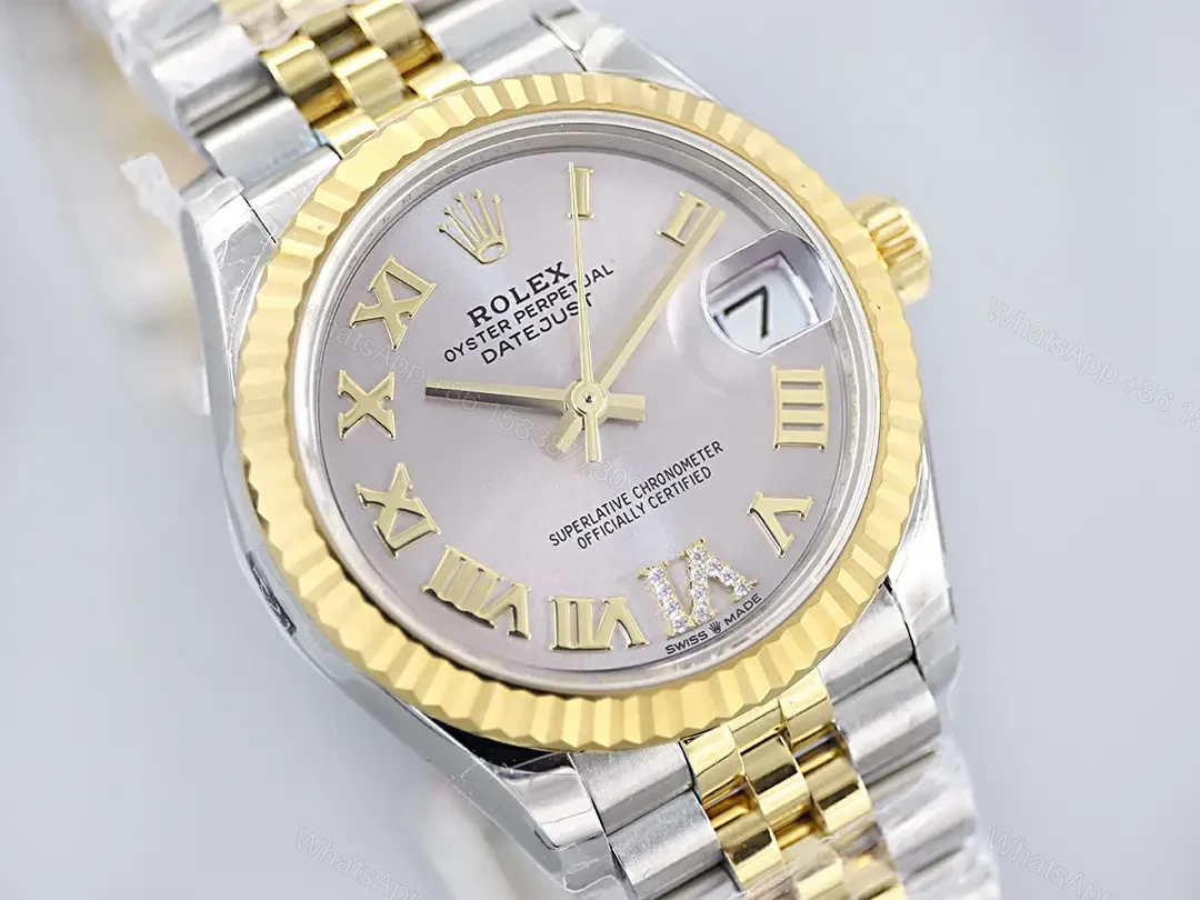 View 4 of Rolex Datejust 31 Stainless Steel Yellow Gold Fluted Grey – Roman Jubilee Dial 278273-0018