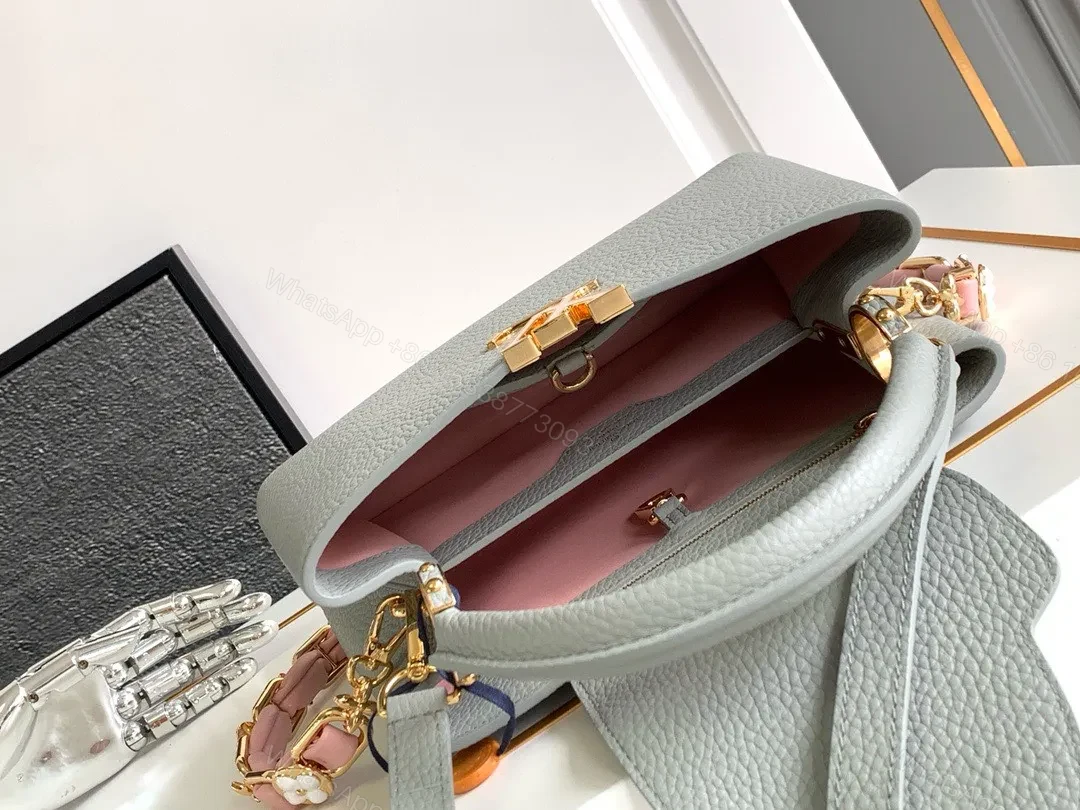 View 5 of Louis Vuitton LV Capucines BB Like Auth Woman’s Grey Blue Handbags 27x18x9cm
