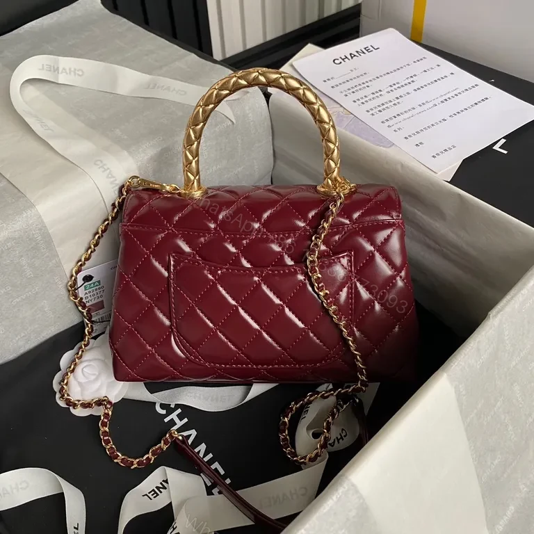 View 5 of Chic Quilted Satchel with Gold Chainâ€”Elegant, All-Day Luxury Bag
