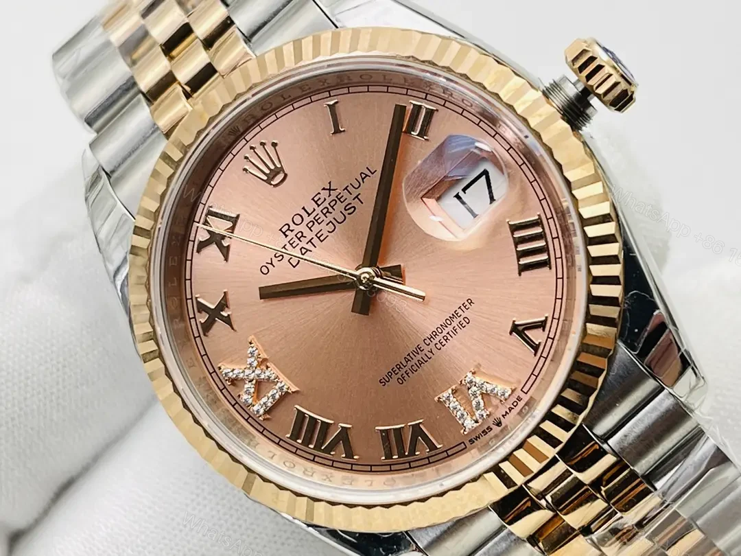 View 4 of Rolex Datejust 36 Stainless Stainless Steel – Everose – Fluted Rose Roman Diamond Jubilee 126231-0049