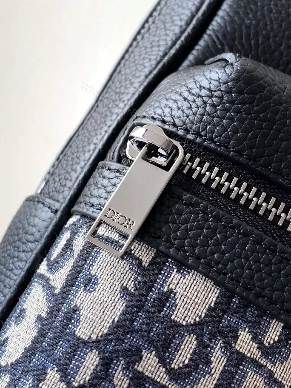 View 3 of Compact Leather Crossbody: Monogram Textured Black Bag