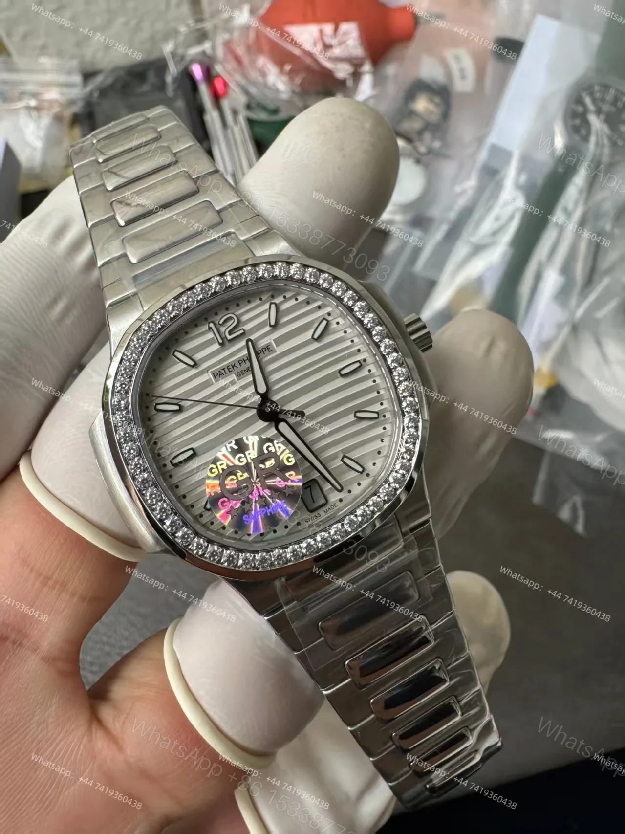 View 11 of Patek Philippe Super Clone Nautilus 7118/1200A-010 White Dial Diamond Bezel 35.2mm