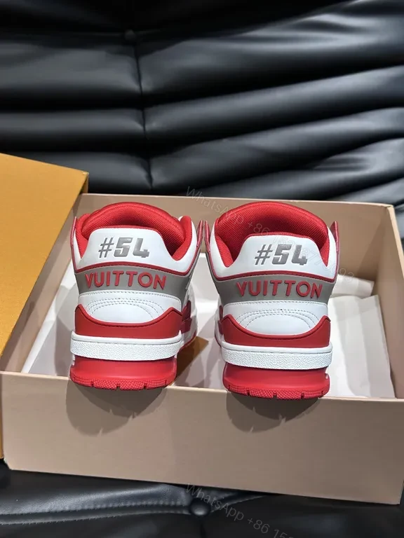 View 6 of Dynamic White-Red LV Detail High-Tops Sneakers