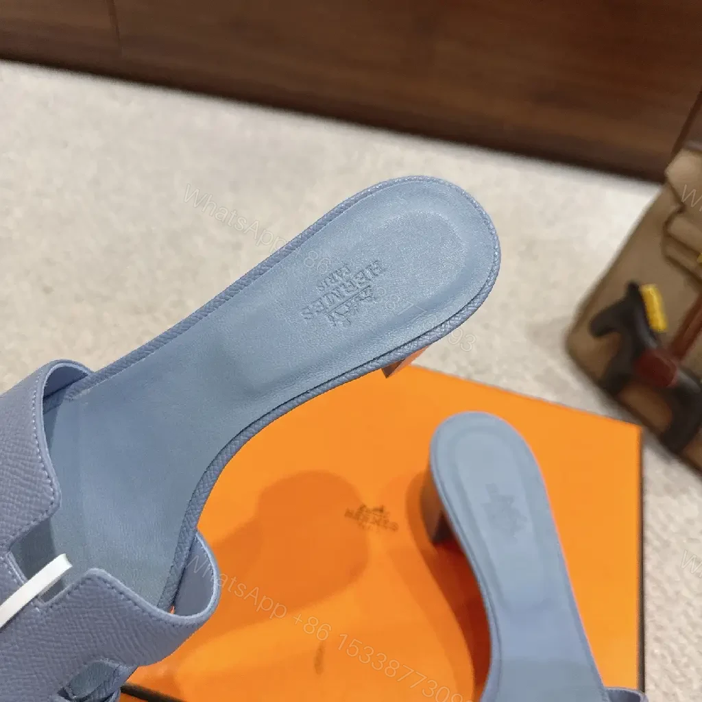 View 10 of Blue Leather Canvas? Hermès Style Iconic X-strap Sandals