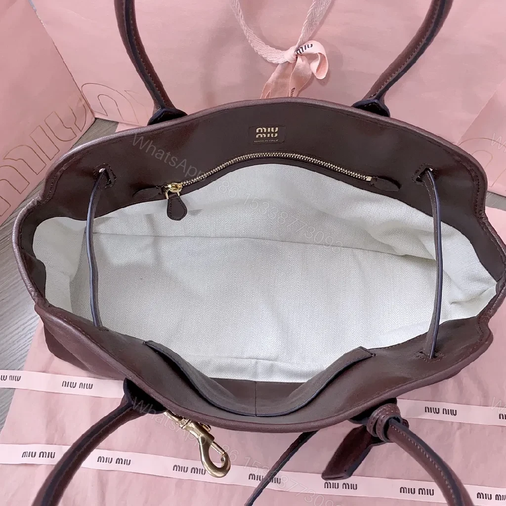 View 5 of Sophisticated Leather Tote: Structured, Gold Hardware, Everyday Carry
