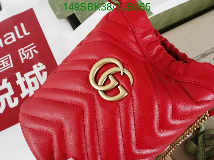 View 24 of Gucci Red Matelassé Leather Mini Bucket Bag 575163
