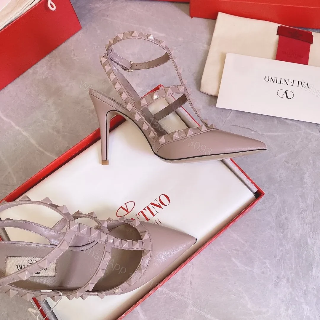 View 3 of Valentino Women Beige Leather Studded Pumps