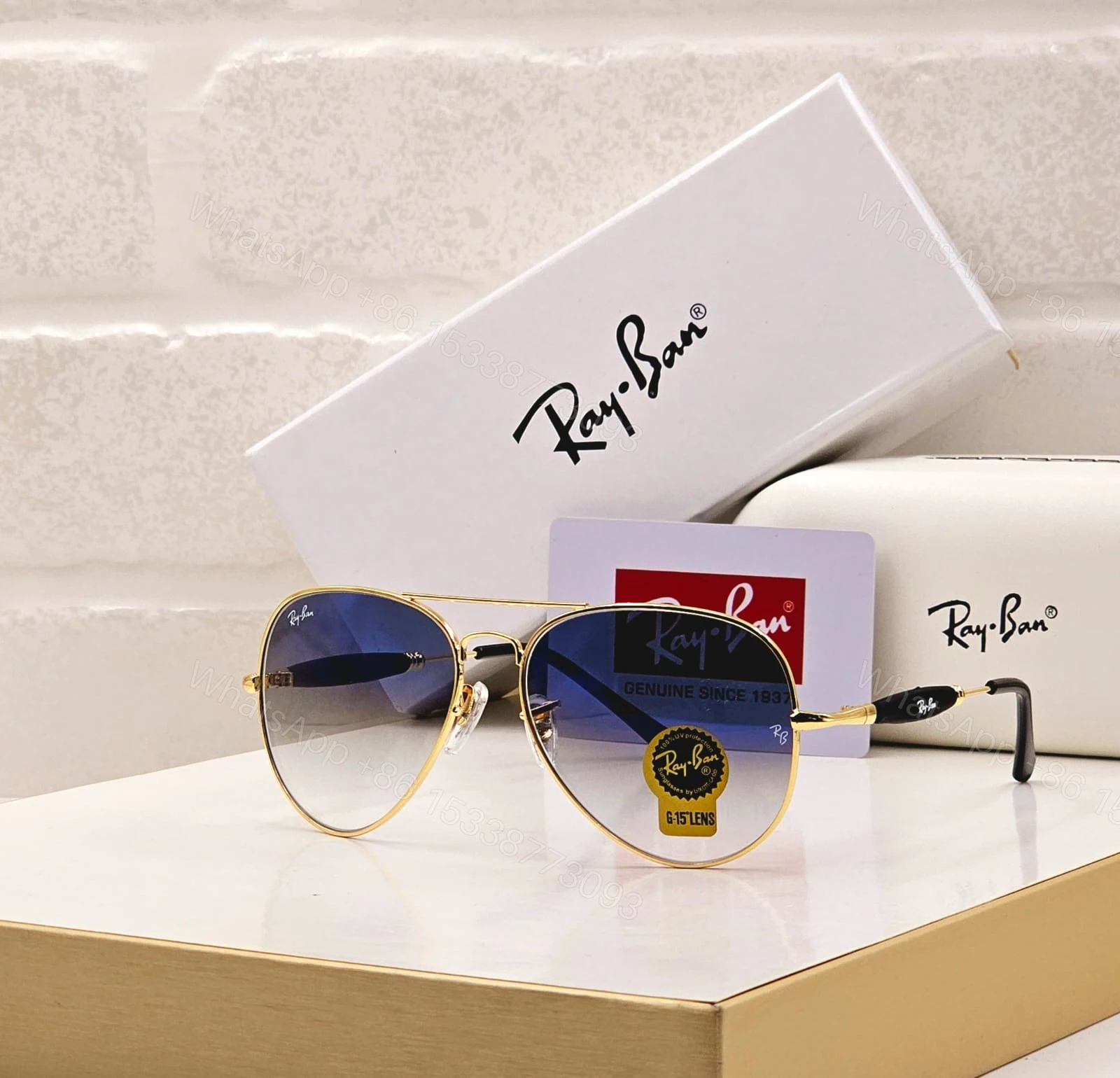 View 3 of Ray-Ban Aviator Black-Green Metal Frame