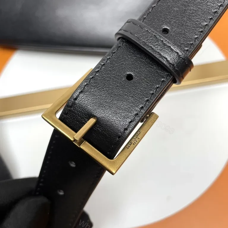 View 6 of Compact Luxe Belt Bag: YSL Monogram, Black Leather, Gold-Hardware