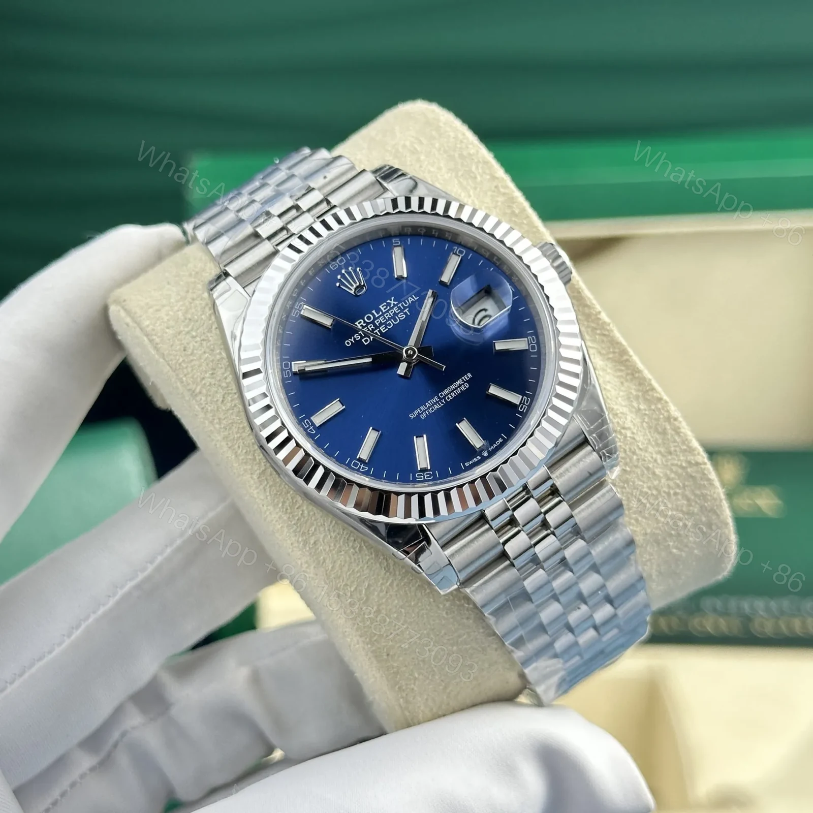 View 6 of Rolex Datejust Blue Dial 126334 Jubilee 41 mm