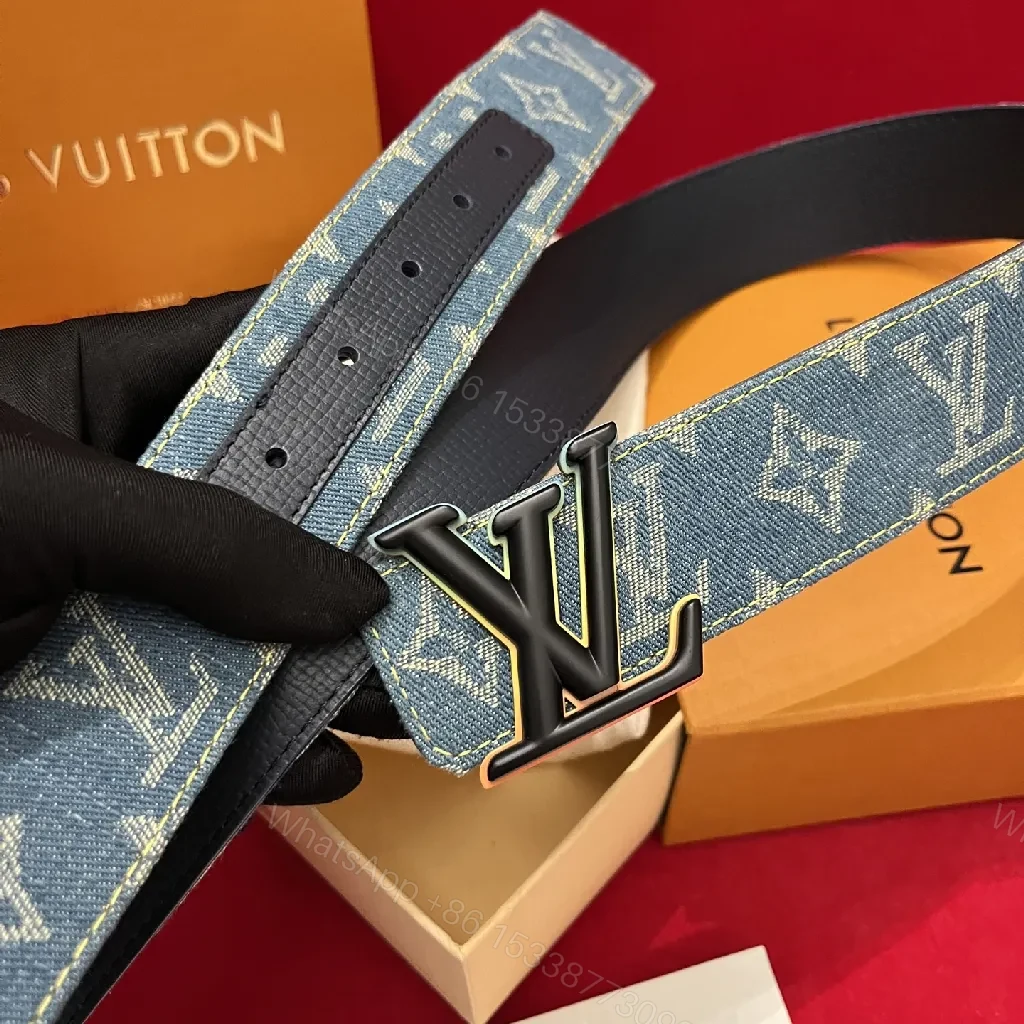 Denim Monogram Belt: Modern Texture, Matte Hardware Belt — view 1
