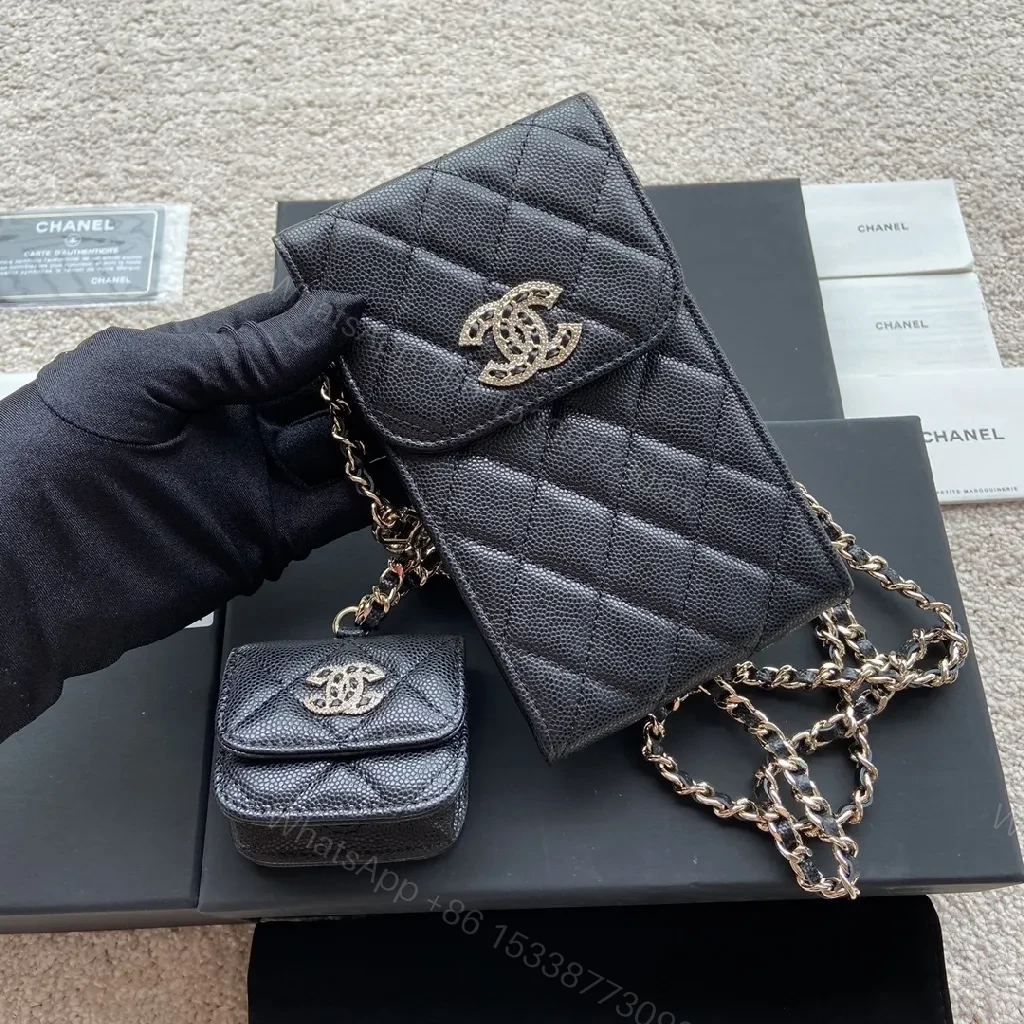 View 9 of Compact Quilted Wallet Bag with Chain Strap